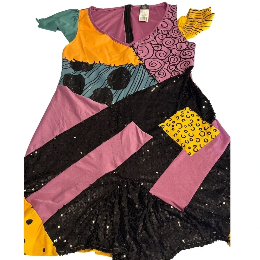 Disney‎ Nightmare Before Christmas Sally Patchwork Costume Dress Kids XL 18-20 - Picture 3 of 10